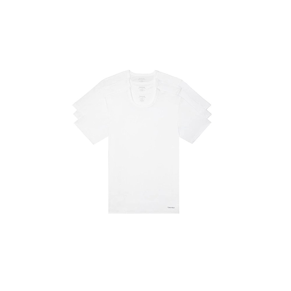 Calvin Klein Mens 100% Cotton T-Shirt Packs 5 White - Short Sleeve Crewneck L