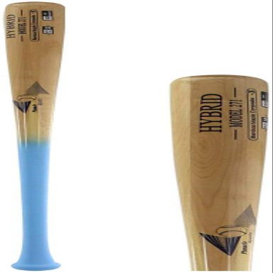BamBooBat Adult Maple/Bamboo Hybrid Baseball Bat, Light Blue Handle/Natural Barrel 271 Balanced, 31"