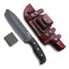 GCS Handmade D2 Custom Green Micarta Handle TANTO Hunter Survival Tactical Knife with Brown Leather Right or Left Hand Horizontal Sheath & Sharpening Stone GCS258 view 1