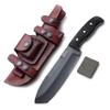 GCS Handmade D2 Custom Green Micarta Handle TANTO Hunter Survival Tactical Knife with Brown Leather Right or Left Hand Horizontal Sheath & Sharpening Stone GCS258 view 4