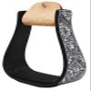 Challenger 5" Wide Western Black Engraved Aluminum Horse Stirrups 51177 view 2