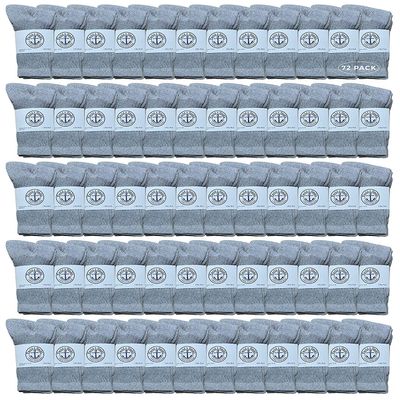 72 Pairs Of Yacht & Smith Wholesale Kids Crew Socks, Childrens Cotton Casual Crew Socks Size 6-8 (Gray)