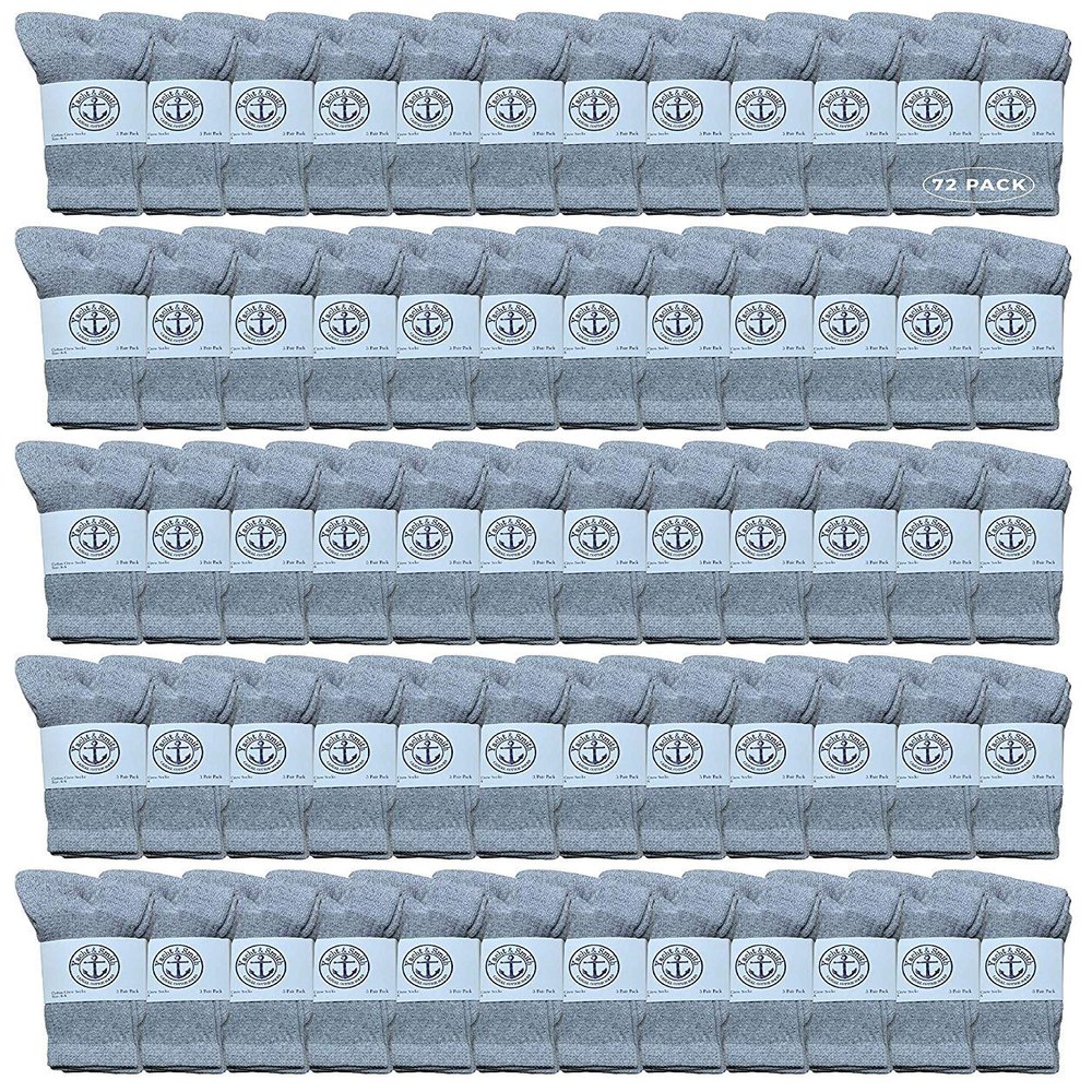 72 Pairs Of Yacht & Smith Wholesale Kids Crew Socks, Childrens Cotton Casual Crew Socks Size 6-8 (Gray)