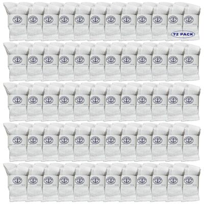 72 Pairs Of Yacht & Smith Wholesale Kids Crew Socks, Childrens Cotton Casual Crew Socks Size 6-8 (White)