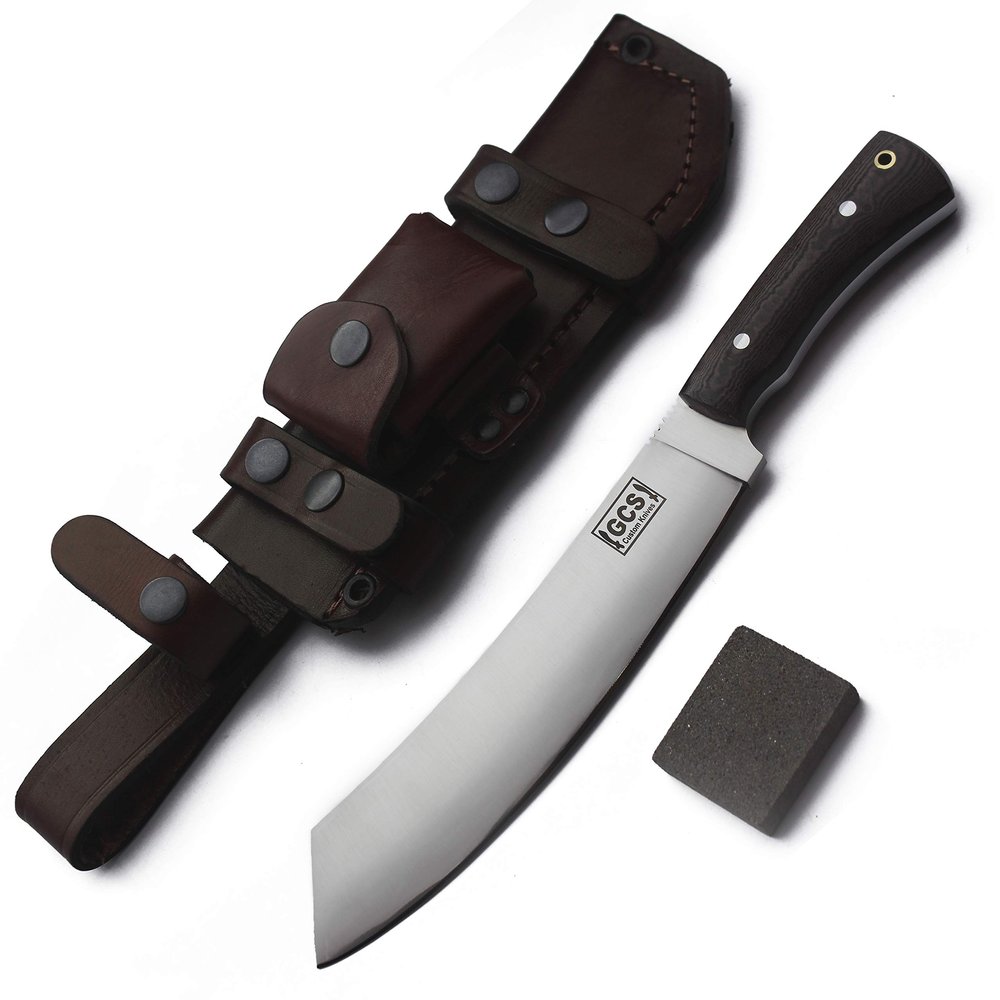 GCS Handmade G10 Handle D2 Tool Steel Tactical Hunting Knife with leather sheath Full tang blade designed for Hunting & EDC GCS 251