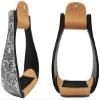 CHALLENGER 4-7/8" Wide Western Black Engraved Aluminum Horse Bell Stirrups Black 51178 view 1