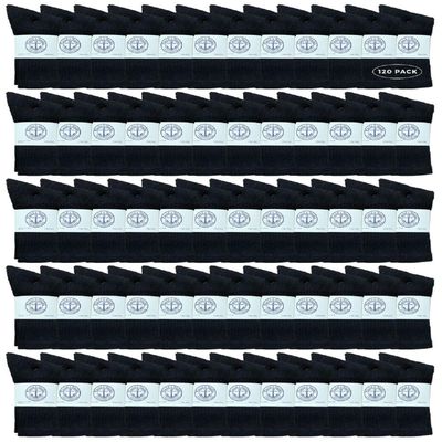 120 Pairs Of Yacht & Smith Wholesale Kids Crew Socks, Childrens Cotton Casual Crew Socks Size 6-8 (Black)