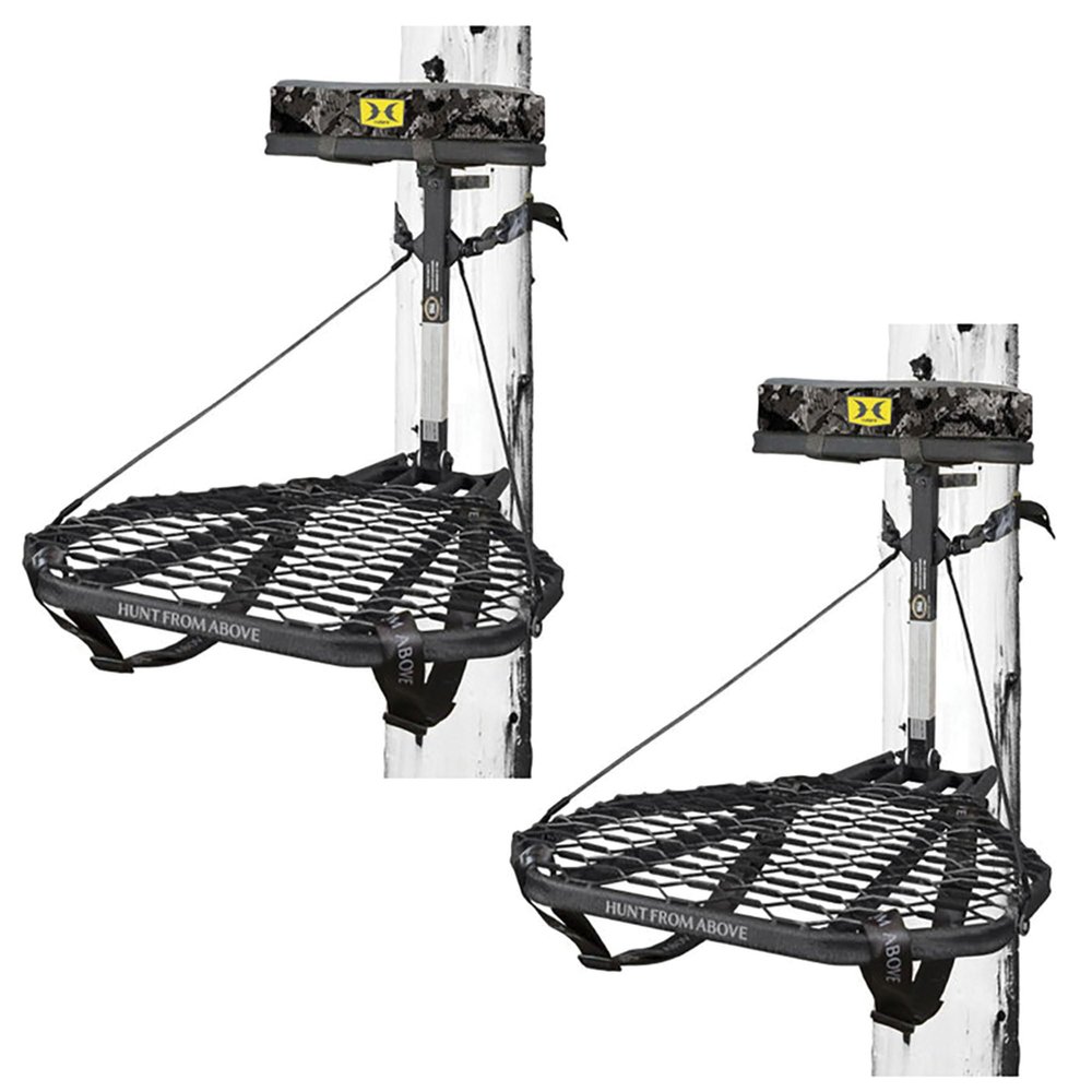Hawk Combat Durable Steel Hunting Treestand and Full Body Safety Harness with Steel Material Construction and Memory Foam (2 Pack)