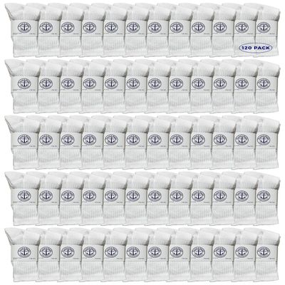 120 Pairs Of Yacht & Smith Wholesale Kids Crew Socks, Childrens Cotton Casual Crew Socks Size 6-8 (White)
