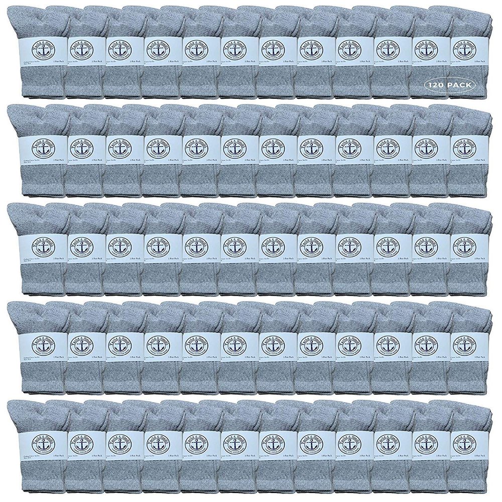 120 Pairs Of Yacht & Smith Wholesale Kids Crew Socks, Childrens Cotton Casual Crew Socks Size 6-8 (Gray)
