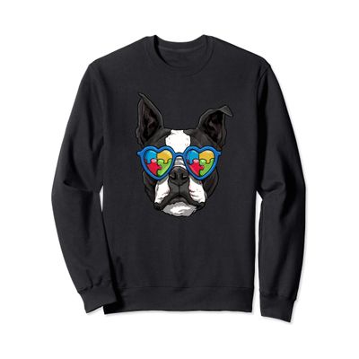 Autism Awareness Boston Terrier Dog Puzzle Boys Kids Sweatshirt
