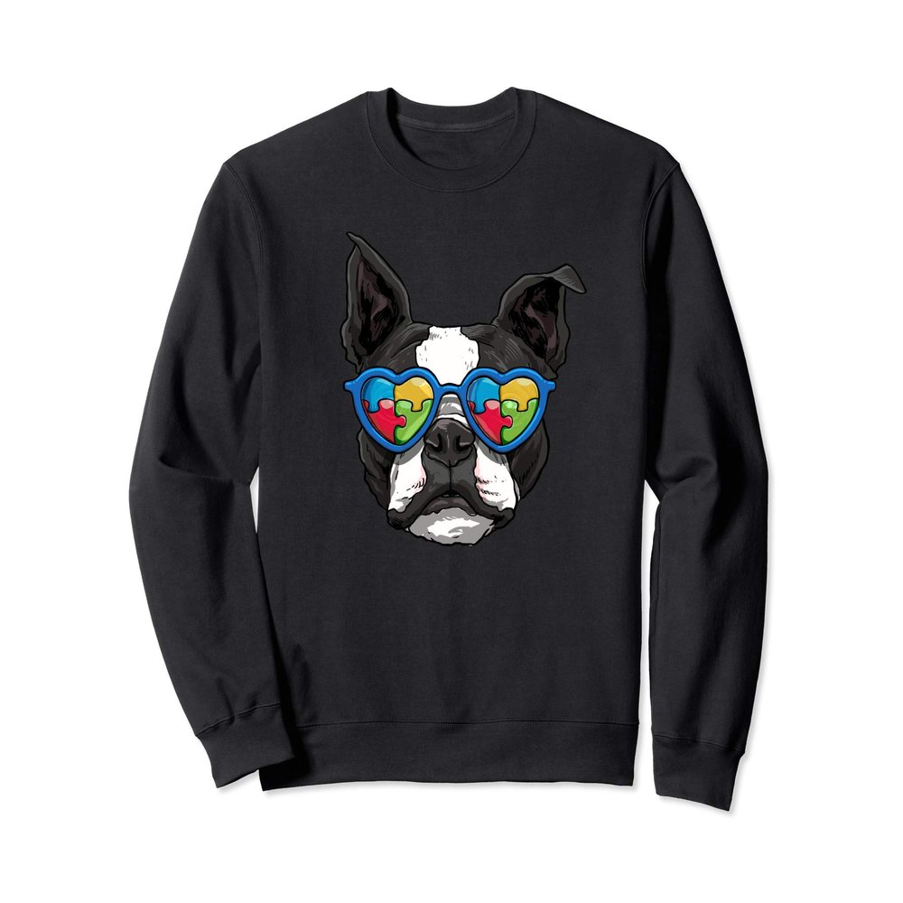 Autism Awareness Boston Terrier Dog Puzzle Boys Kids Sweatshirt