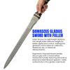 SANZ 26-Inch Damascus Gladius Sword with Fuller  Hand-Forged Roman Gladiator Sword Real with Grooved Wood Handle, Brass Spacers & Leather Sheath for Display & Collectors view 3