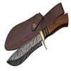 SANZ Damascus Hunting Knife 11 Inch - Bolo Blade Camping Knifes with Wood Handle, Firestorm Pattern Full Tang Blade & Sheath - Pocket Knife for Hunting & Outdoor uses view 1