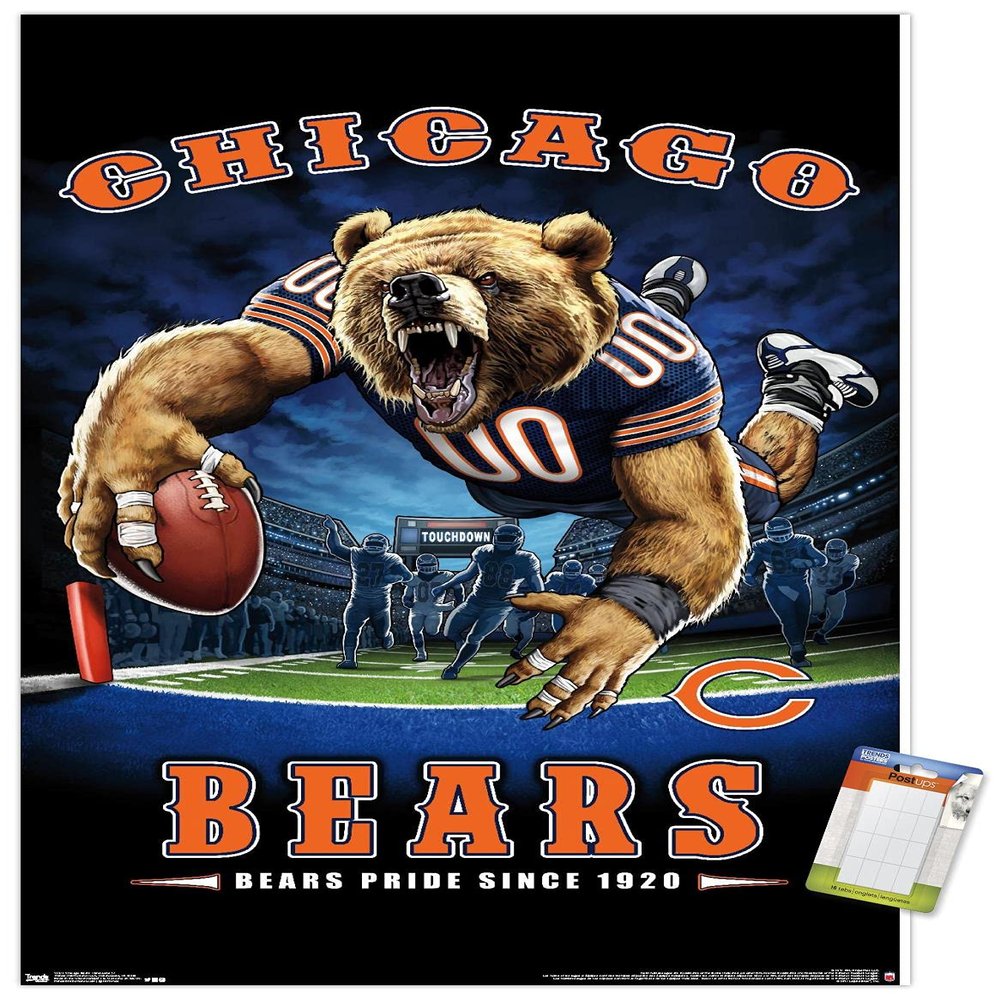 Trends International NFL Chicago Bears - End Zone 17 Wall Poster, 22.375" x 34", Premium Poster & Mount Bundle