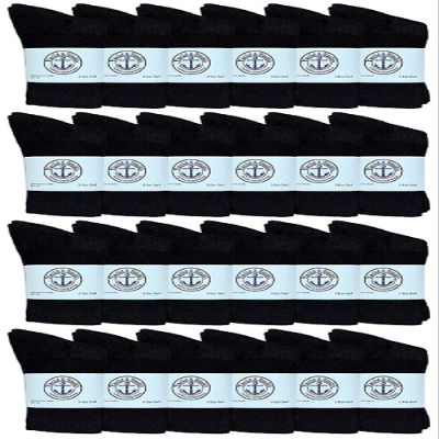 24 Pairs Of Yacht & Smith Wholesale Kids Crew Socks, Childrens Cotton Casual Crew Socks Size 4-6 (Black)