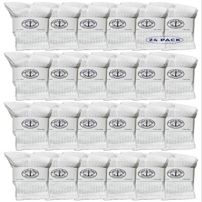 24 Pairs Of Yacht & Smith Wholesale Kids Crew Socks, Childrens Cotton Casual Crew Socks Size 4-6 (White)
