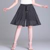 Snoly Women's High Waist Pleated Chiffon Wide Leg Capri Pants Culottes Polka Dot Skirt (Dot, Large) view 2