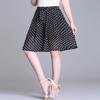 Snoly Women's High Waist Pleated Chiffon Wide Leg Capri Pants Culottes Polka Dot Skirt (Dot, Large) view 4