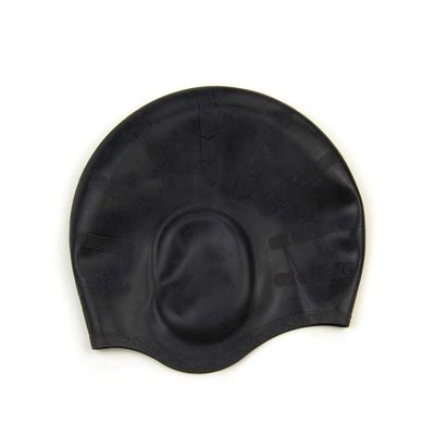 Ucocoon Superior Polyester Cloth Fabric Swimming Cap High Elasticity Swimming Cap for Long Hair Short Hair Woman Girls Men Kids One Size Hat (Black with Ears)