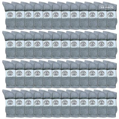 48 Pairs Of Yacht & Smith Wholesale Kids Crew Socks, Childrens Cotton Casual Crew Socks Size 4-6 (Gray)