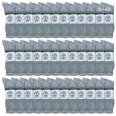 36 Pairs Of Yacht & Smith Wholesale Kids Crew Socks, Childrens Cotton Casual Crew Socks Size 4-6 (Gray)