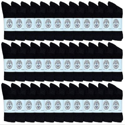 36 Pairs Of Yacht & Smith Wholesale Kids Crew Socks, Childrens Cotton Casual Crew Socks Size 4-6 (Black)