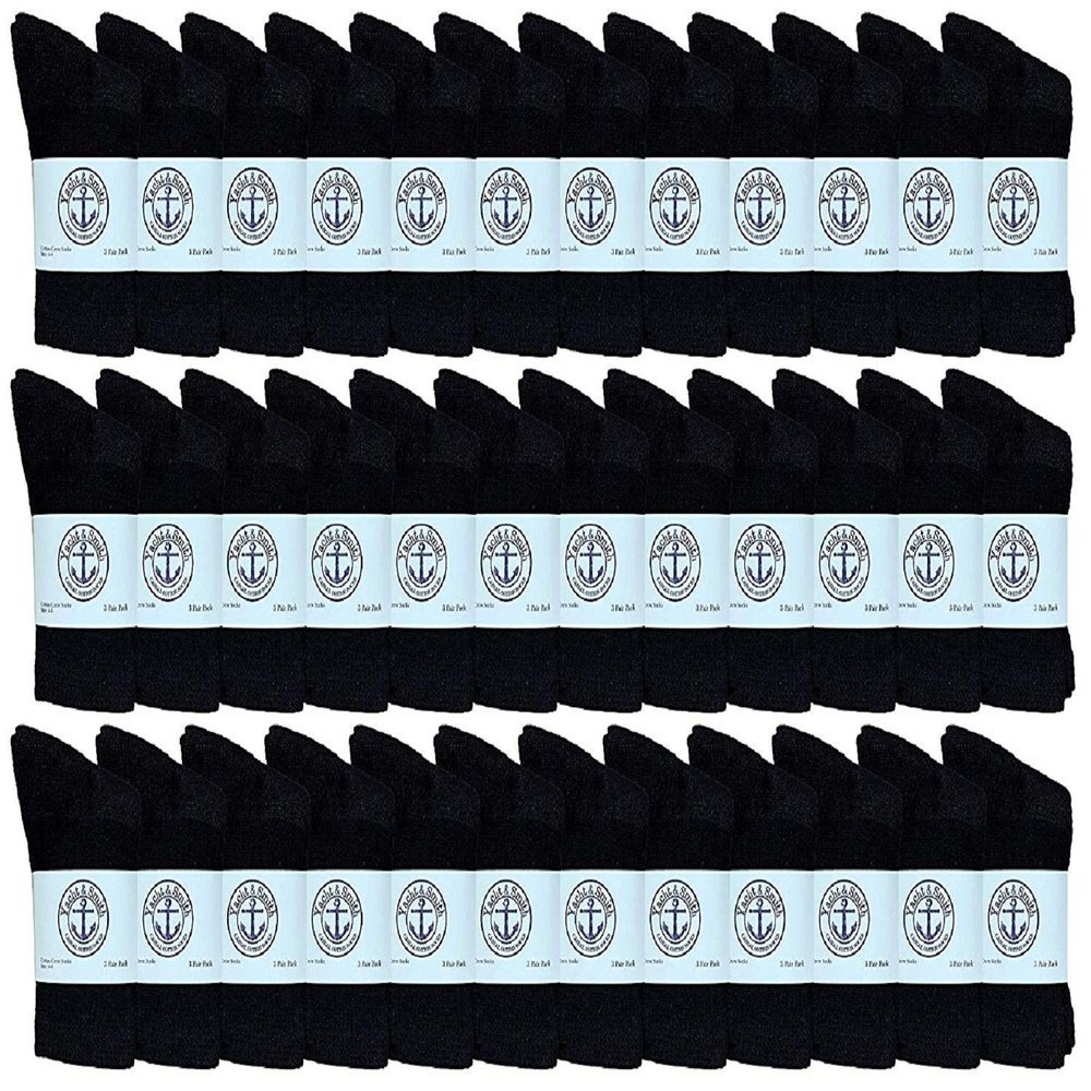36 Pairs Of Yacht & Smith Wholesale Kids Crew Socks, Childrens Cotton Casual Crew Socks Size 4-6 (Black)