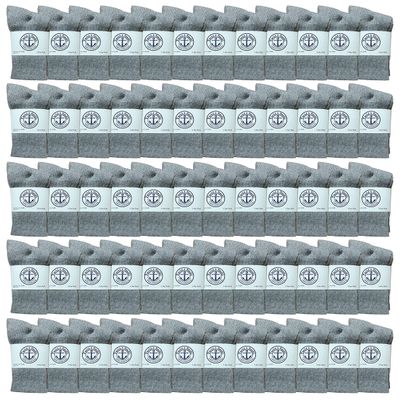 120 Pairs Of Yacht & Smith Wholesale Kids Crew Socks, Childrens Cotton Casual Crew Socks Size 4-6 (Gray)