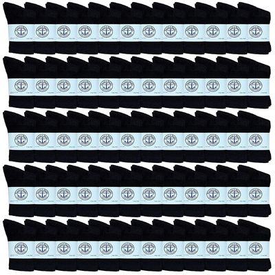 60 Pairs Of Yacht & Smith Wholesale Kids Crew Socks, Childrens Cotton Casual Crew Socks Size 4-6 (Black)