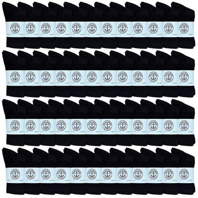 48 Pairs Of Yacht & Smith Wholesale Kids Crew Socks, Childrens Cotton Casual Crew Socks Size 4-6 (Black)