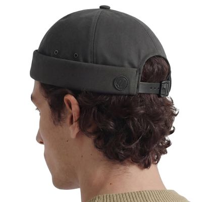 UNDERCONTROL Vintage Brimless Sailor Fisherman Leon Hat Rolled Cuff Harbour No Visor Miki Skull Docker Leather Strap Beanie Cap for Men & Women - Made in Korea - (Charcoal)