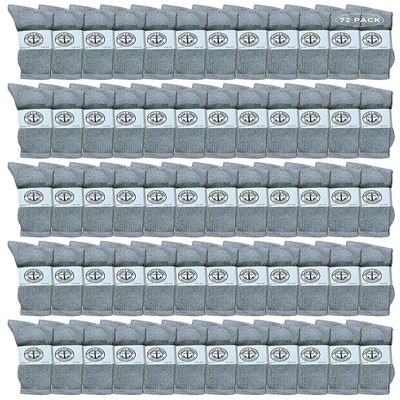 72 Pairs Of Yacht & Smith Wholesale Kids Crew Socks, Childrens Cotton Casual Crew Socks Size 4-6 (Gray)