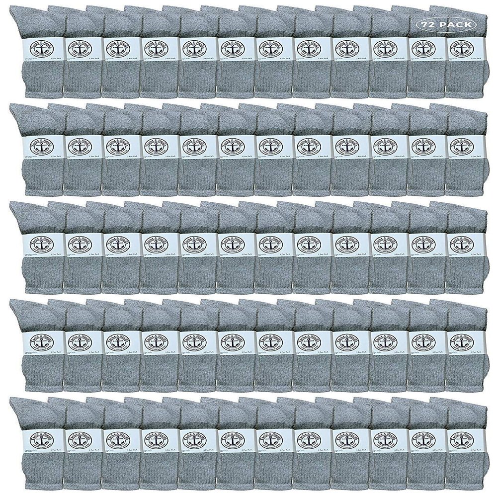 72 Pairs Of Yacht & Smith Wholesale Kids Crew Socks, Childrens Cotton Casual Crew Socks Size 4-6 (Gray)