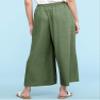 Come Together California CTC Womens Washed Linen Casual Loose Wide Leg Pants Pocket Pant with Draw String M Green view 3