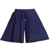 Snoly Women's High Waist Pleated Chiffon Wide Leg Capri Pants Culottes Polka Dot Skirt (Blue, Small) view 1