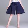 Snoly Women's High Waist Pleated Chiffon Wide Leg Capri Pants Culottes Polka Dot Skirt (Blue, Small) view 2
