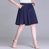 Snoly Women's High Waist Pleated Chiffon Wide Leg Capri Pants Culottes Polka Dot Skirt (Blue, Small) view 3