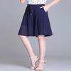 Snoly Women's High Waist Pleated Chiffon Wide Leg Capri Pants Culottes Polka Dot Skirt (Blue, Small) view 4