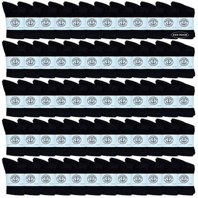 240 Pairs Of Yacht & Smith Wholesale Kids Crew Socks, Childrens Cotton Casual Crew Socks Size 4-6 (Black)