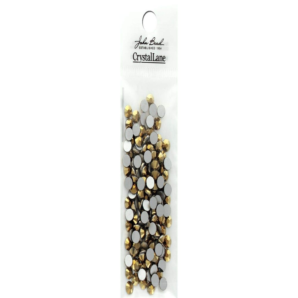144pcs Crystal Lane ss20 (4.7mm) Metallic Gold Rhinestones Flat Backs, Round Glass Gemstone Embellishments