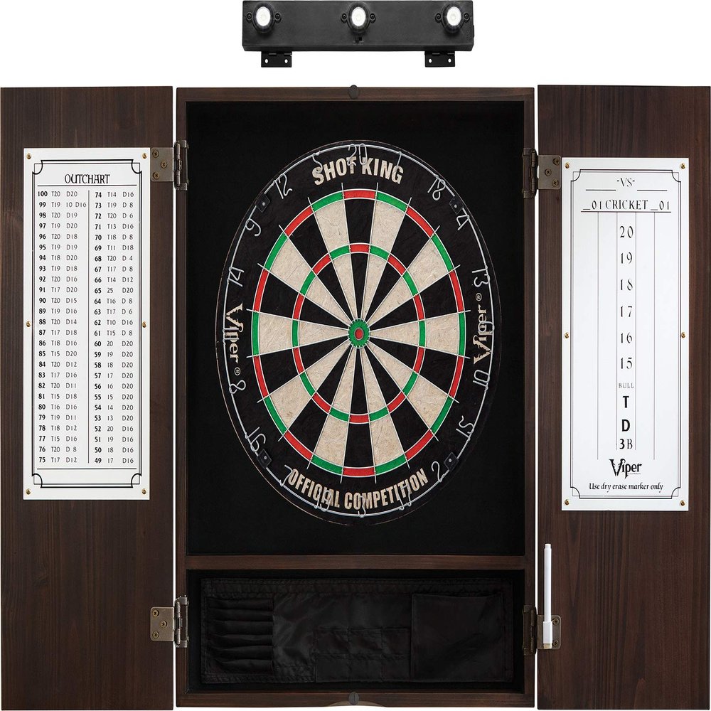 Viper Espresso Metropolitan Steel Tip Cabinet, Viper Shot King Bristle Dartboard