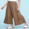 Come Together California CTC Womens Washed Linen Casual Loose Wide Leg Pants Pocket Pant with Draw String L Khaki view 2