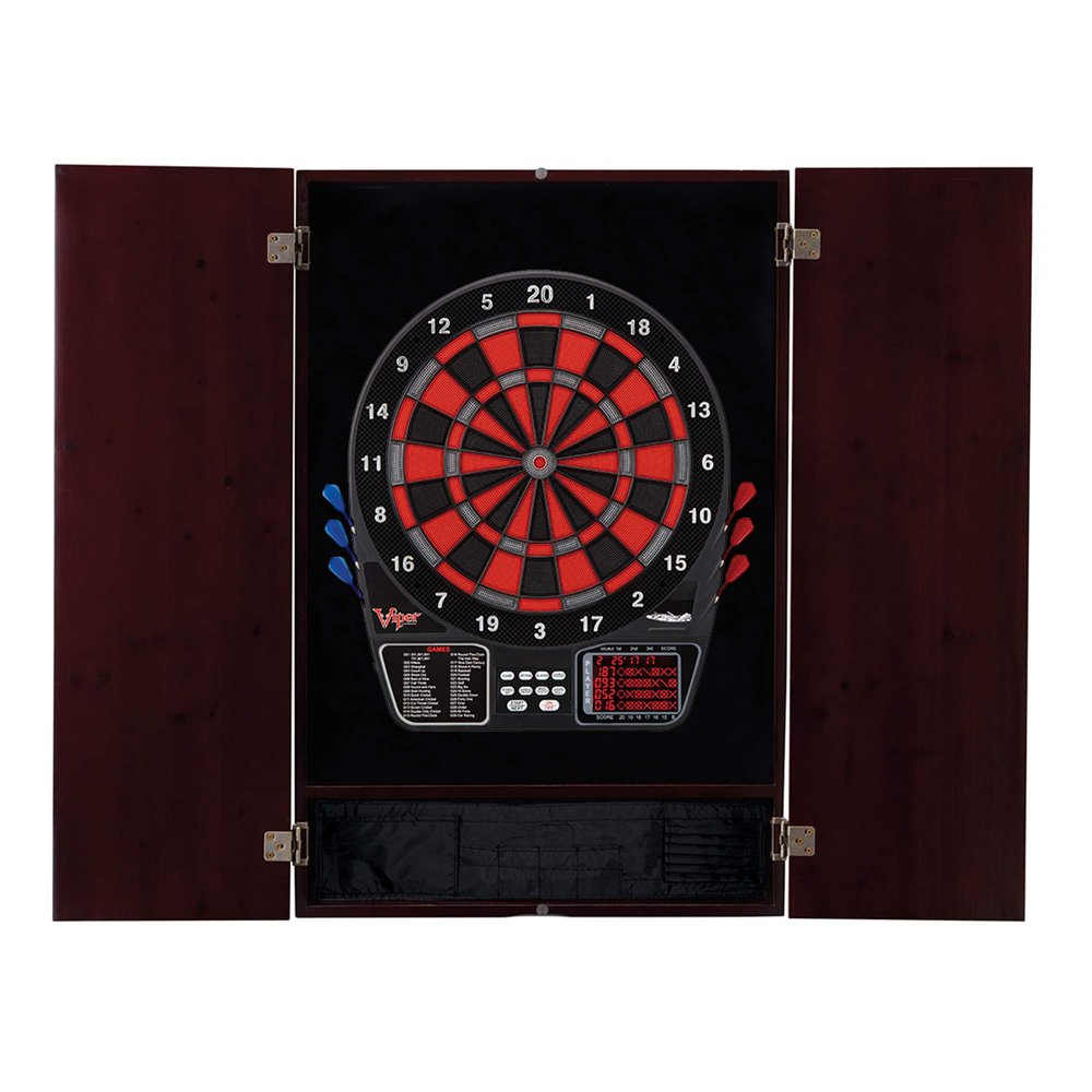 Viper by GLD Products Viper Metropolitan Mahogany Soft Tip Dartboard Cabinet and Viper 797 Electronic Dartboard