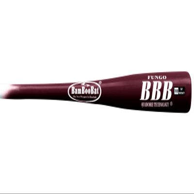 BAMBOOBAT by Pinnacle Sports Equipment INC. Adult Fungo Infield/Outfield Bamboo Baseball Bat, White Handle/Scarlet Barrel, 34"