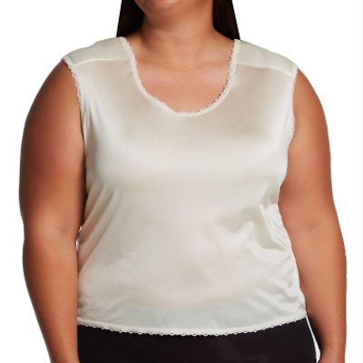 Shadowline Women's Plus Nylon Padded Shoulder Camisole, 7101X, Beige, 3X