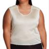 Shadowline Women's Plus Nylon Padded Shoulder Camisole, 7101X, Beige, 3X view 1