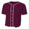 A4 Short Sleeve Full Button Baseball Jersey Maroon 3XL view 1