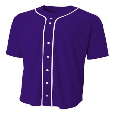 A4 Short Sleeve Full Button Baseball Jersey Purple S