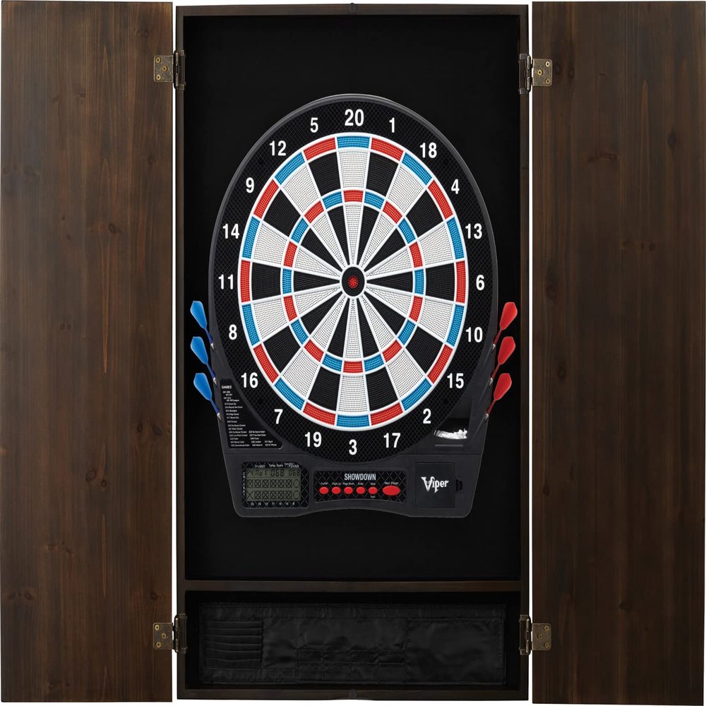 Viper Metropolitan Mahogany Soft Tip Dartboard Cabinet and Viper 777 Electronic Dartboard